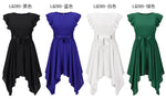 Ruffle Sleeve Waist Tie Solid Color Mini Dress