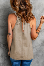 Casual Sleeveless Round Neck Solid Color Blouse