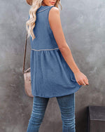 Casual V-Neck Sleeveless Solid Loose Blouse Top