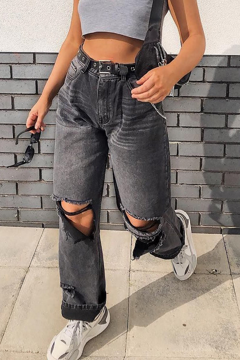 90s Ripped Loose Leg Jeans