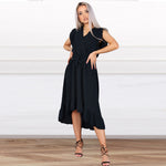 Casual Ruffle Sleeve V Neck Side Wrap Maxi Dress