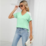 Short Sleeve V Neck T Shirt Top