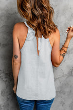 Casual Sleeveless Round Neck Solid Color Blouse