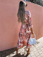 Casual V Neck Multicolor Maxi Dress