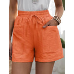 Drawstring Pocketed High Waist Solid Color Shorts