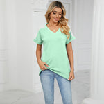 Short Sleeve V Neck T Shirt Top