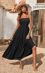 Sleeveless Spaghetti Strap Elastic Chest Maxi Dress