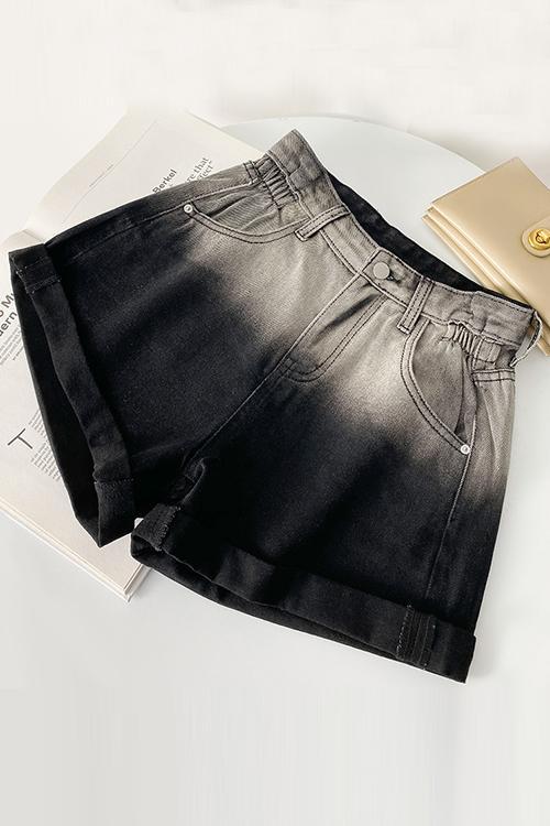 Hemming High Waist Denim Shorts