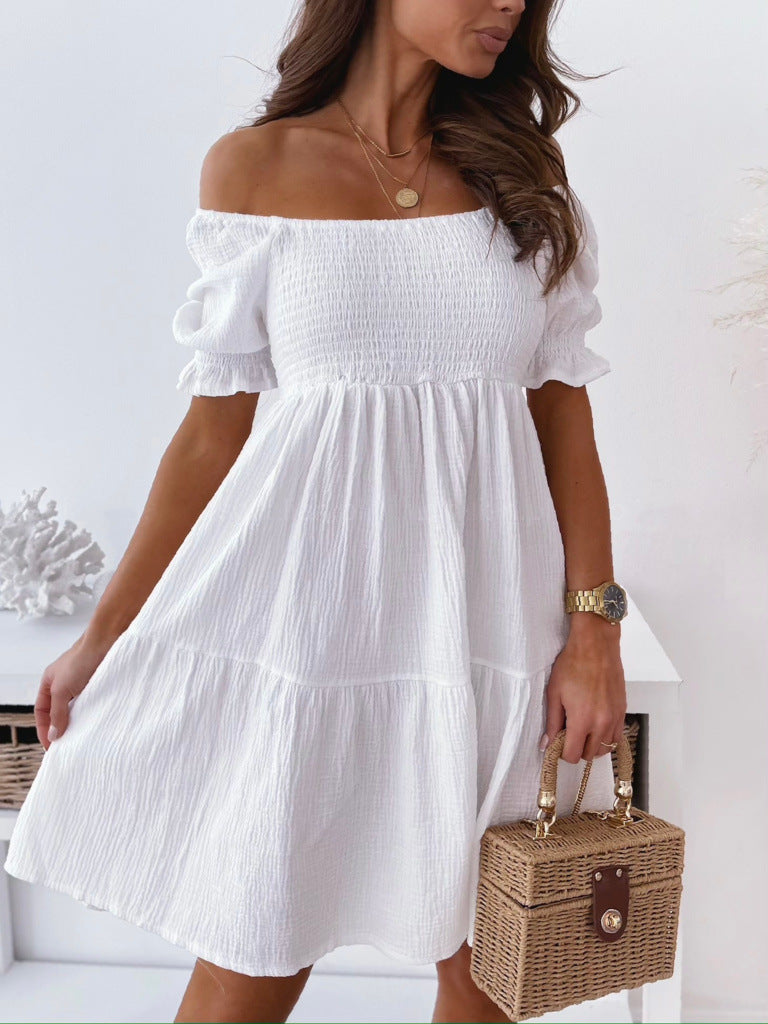 Off Shoulder Short Sleeve Loose Mini Dress