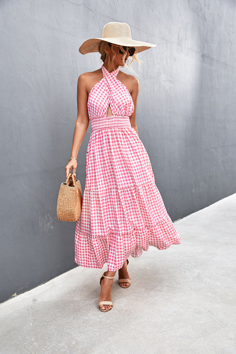 Halter Neck Floral Sleeveless Maxi Dress