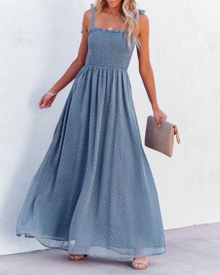 Square Neck Strappy Sleeveless High Waist Maxi Dress