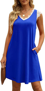 Casual V Neck Solid Color Tank Mini Dress