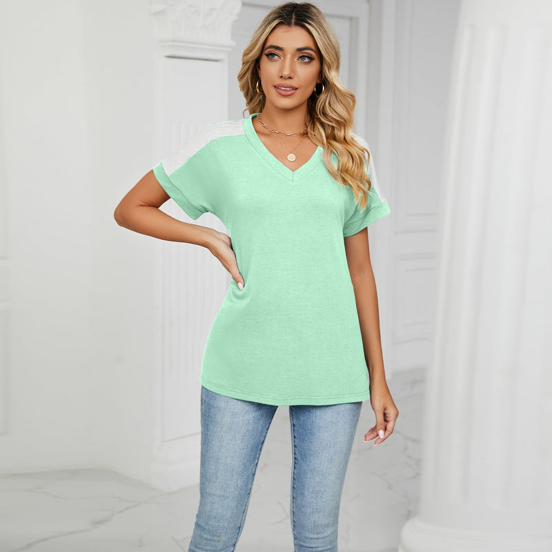 Short Sleeve V Neck T Shirt Top