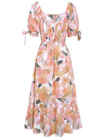 Elegant Short Sleeve V-Neck Printed Maxi Dress