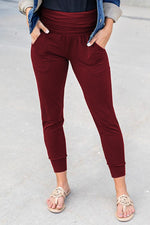 Casual High Waist Pocketed Solid Pant