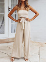 Casual Sleeveless Crop Top Wide Legs Long Jumpsuit