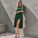 Button Down Collar Long Sleeve Midi Dress