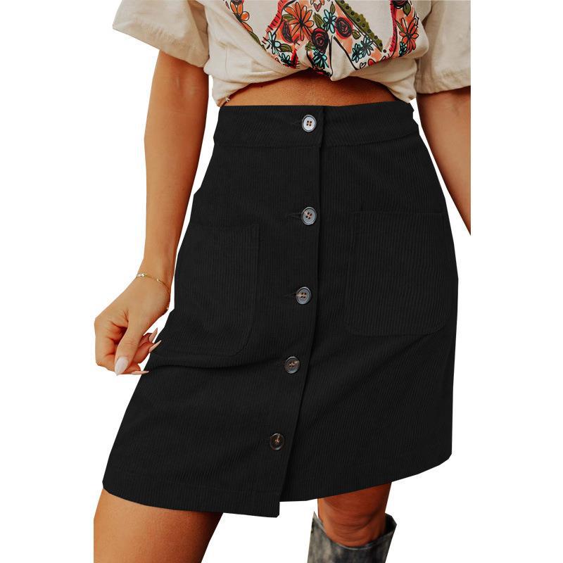 Button Down Double Front Pocket Mini Skirt