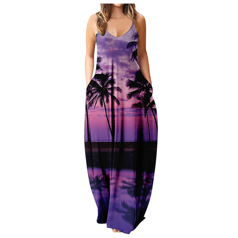 Floor Length Sleeveless Side Pocket Maxi Dress