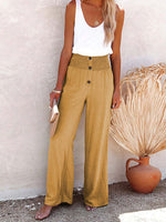 Women's Pants Elastic Loose Wide Leg Button Pants