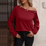 Casual Long Sleeve Round Neck Solid Loose Blouse