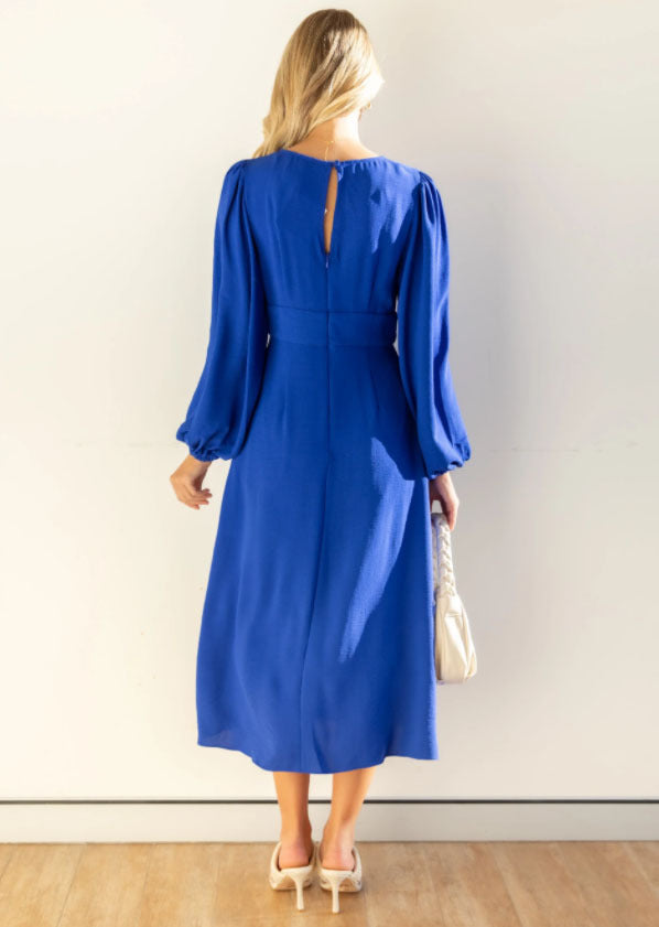 Elegant Long Sleeve V-Neck Solid Maxi Dress