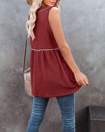 Casual V-Neck Sleeveless Solid Loose Blouse Top