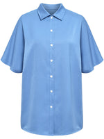 Turn Down Collar Short Sleeve Button Solid Shirt