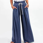 Casual Drawstring Pocketed Loose Solid Pants