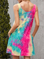 Sleeveless Tie Dye Casual Tank Mini Dress