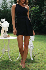 One Shoulder Asymmetry Mini Dress