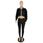 Two Piece Zip Up Sweatshirt and Skinny High Waist Pant Set