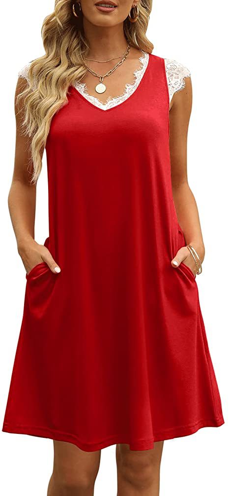 Casual V Neck Solid Color Tank Mini Dress