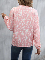 Elegant V-Neck Printed Long Sleeve Shirt