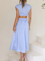 Elegant O-Neck Sleeveless Cut Out Solid Maxi Dress