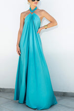 Ring Halter Neck Backless Maxi Dress