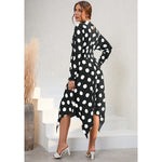 Casual Polka Dot Long Sleeve Midi Dress