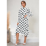 Casual Polka Dot Long Sleeve Midi Dress