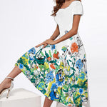 Scoop Neck Floral Short Sleeve Maxi Dress