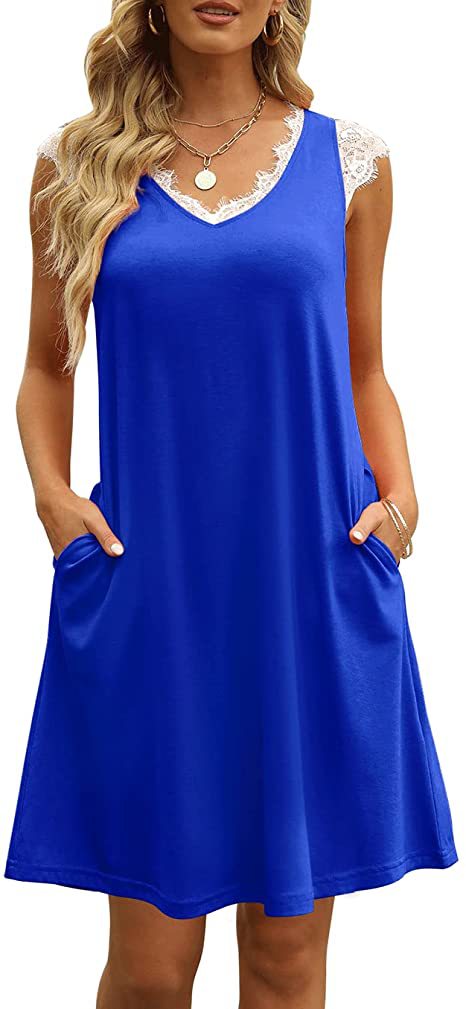 Casual V Neck Solid Color Tank Mini Dress