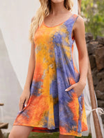 Sleeveless Tie Dye Casual Tank Mini Dress