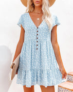 Short Sleeve V Neck Loose Mini Dress