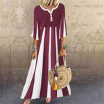 Fashion 3/4 Sleeve Round Neck Maxi Dress