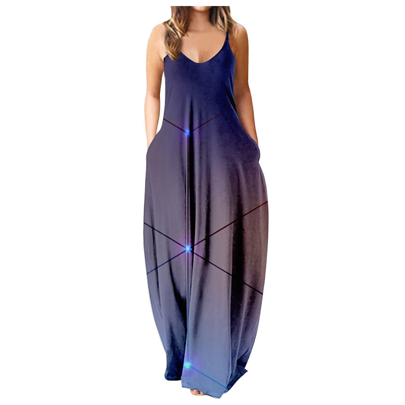 Floor Length Sleeveless Side Pocket Maxi Dress