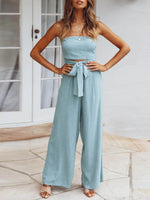 Sleeveless Backless Crop Top Wide Leg Long Pants Set