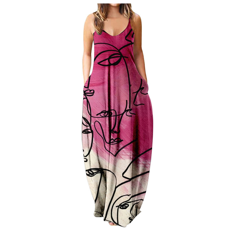 Floor Length Sleeveless Side Pocket Maxi Dress