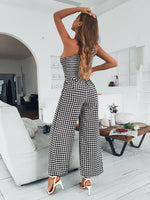 Fashion Sleeveless Off Shoulder Printed Wide Leg Jumpsuit