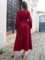 Side Split V Neck Long Sleeve Maxi Dress