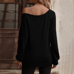 Casual Long Sleeve Round Neck Solid Loose Blouse