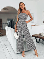 Fashion Sleeveless Off Shoulder Printed Wide Leg Jumpsuit